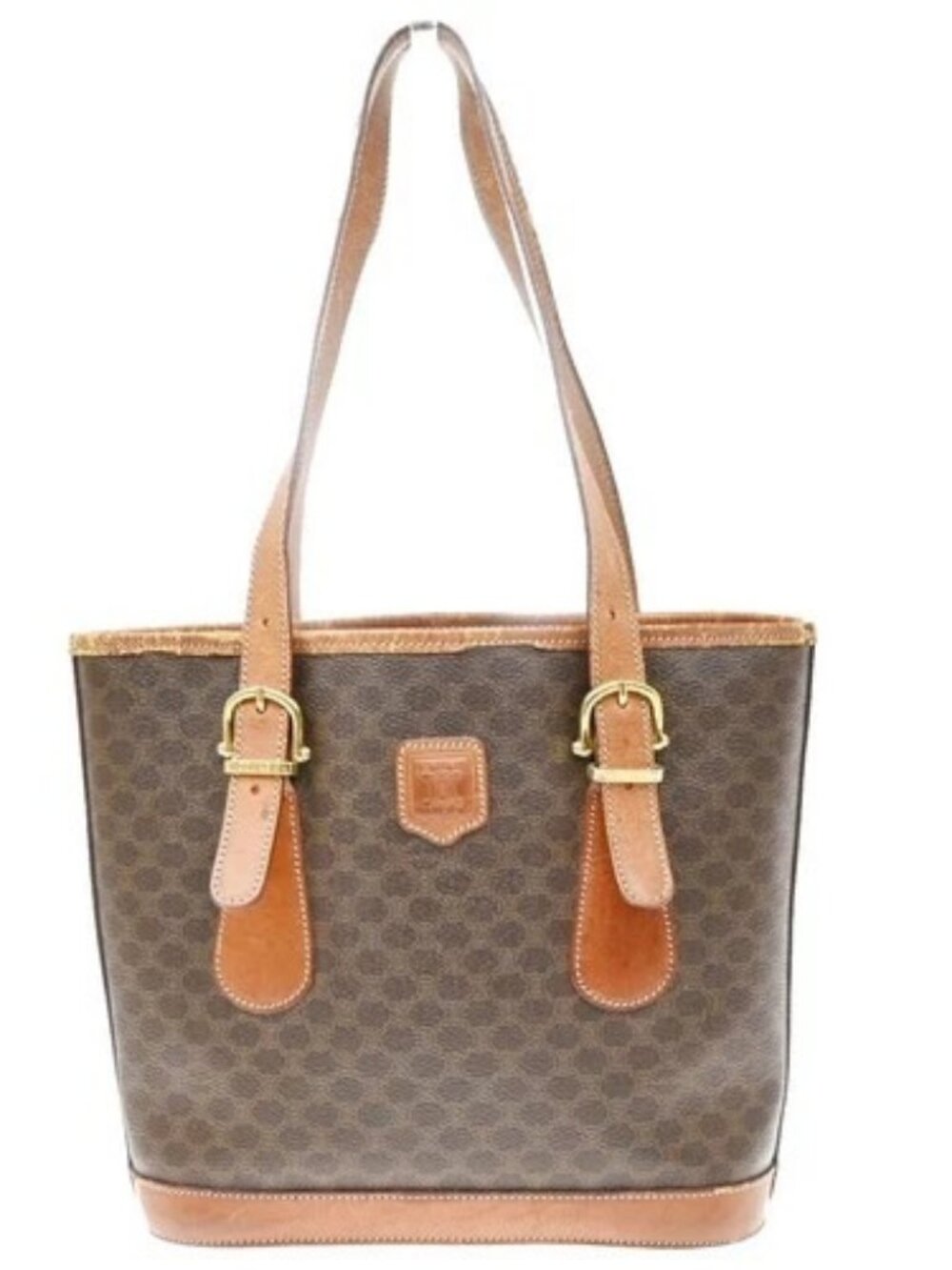 CELINE Logo Macadam Pattern Shoulder Tote Bag PVC Leather Brown Italy 07MA748